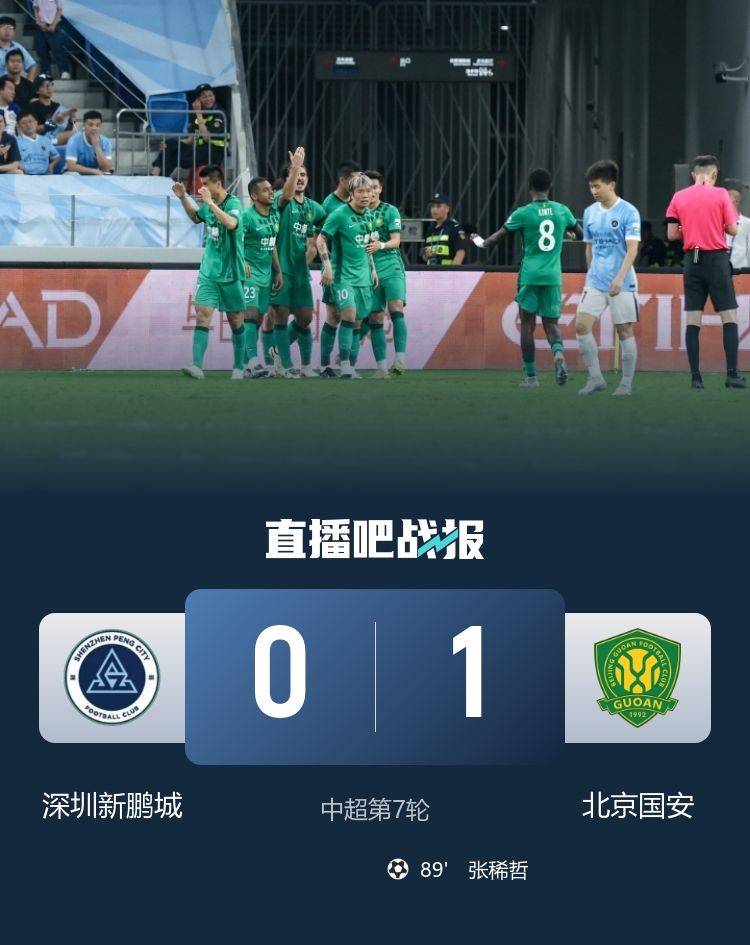 终结5轮不胜！国安1-0绝杀新鹏城张稀哲89分钟绝杀送新鹏城3连败