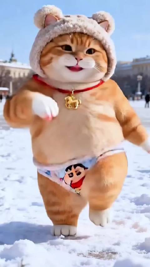 猫跳舞穿蜡笔小新裤引注目