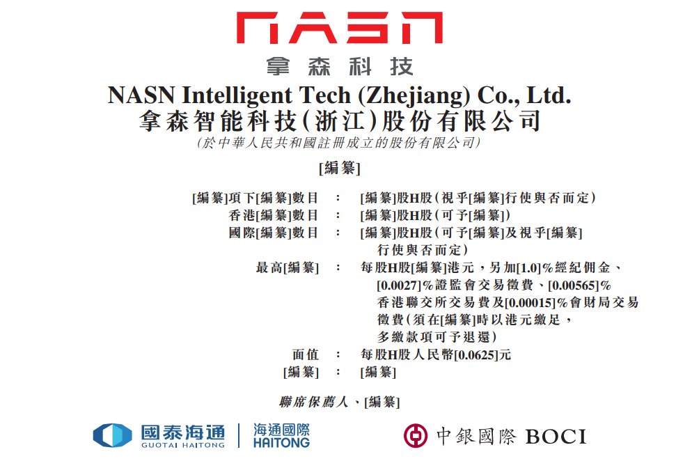 新股消息 | 拿森科技递表港交所