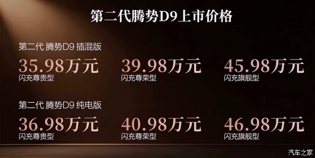 售35.98万起/搭载双阀云辇-C等配置 第二代腾势D9正式开启交付