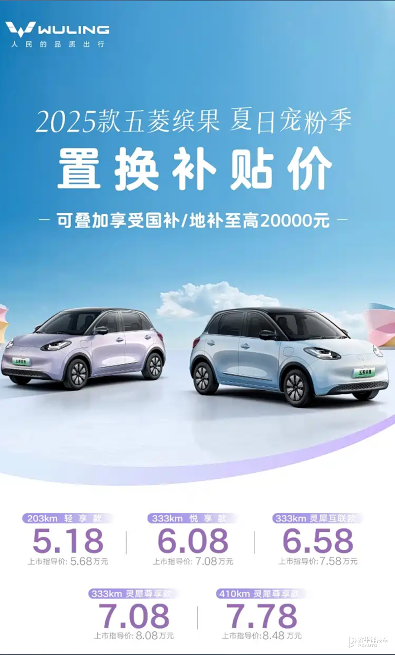 5.18万元起 2025款五菱缤果推出置换补贴价