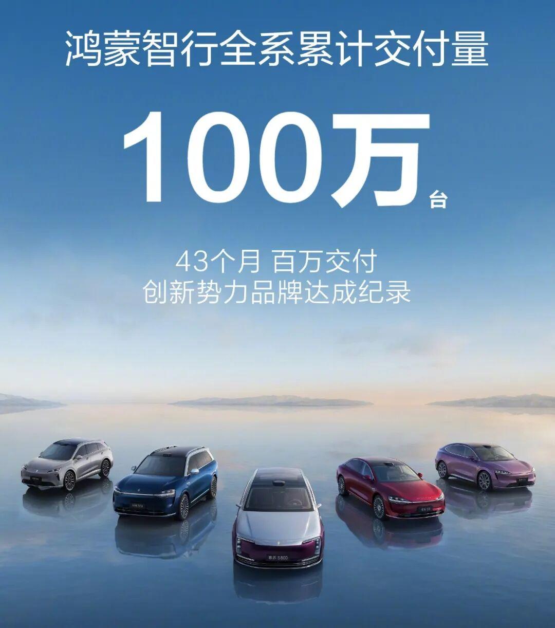 鸿蒙智行43个月突破百万交付