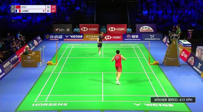 汤姆斯杯决赛中国队1-1法国队，李诗沣不敌拉尼尔