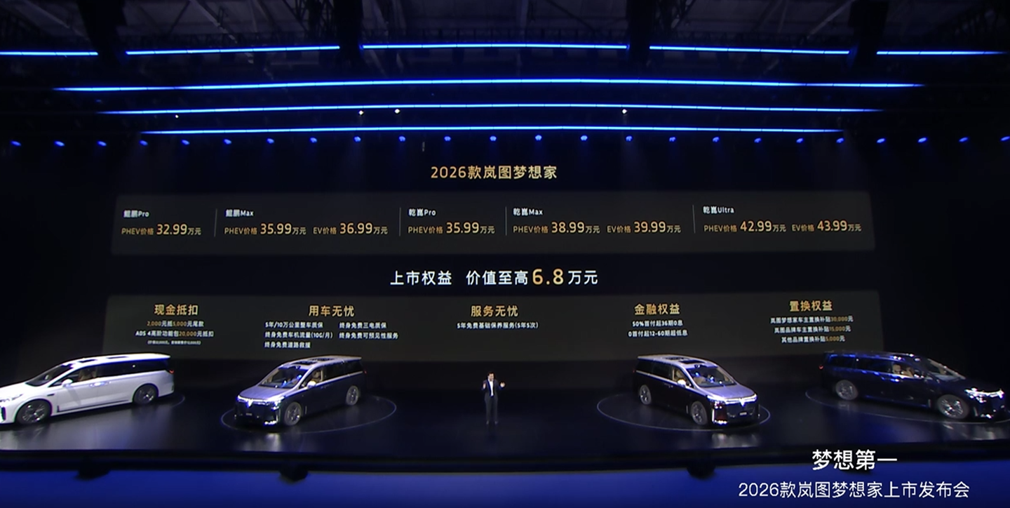 2026 款岚图梦想家 MPV 上市：首搭华为乾崑 ADS 4 + 鸿蒙座舱 5，售 32.99 万元-43.99 万元