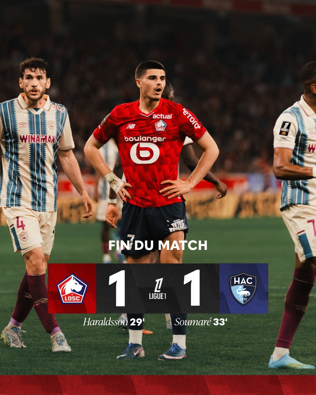 终场 | 里尔 1-1 勒阿弗尔