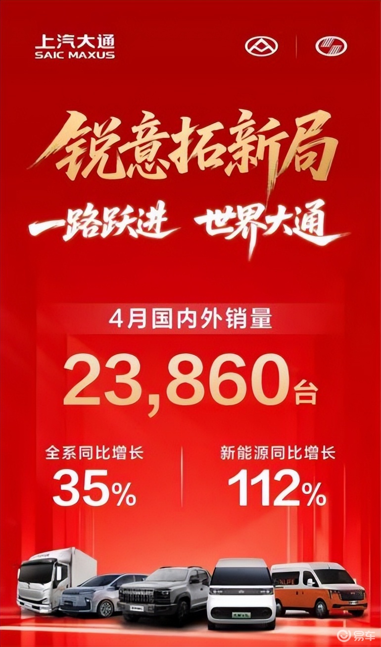 4月热销23,860辆 上汽大通二季度强劲开局
