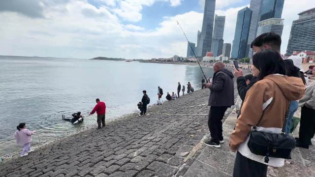 大爷把潜水的人钓出来了，还以为钓了个美人鱼呢