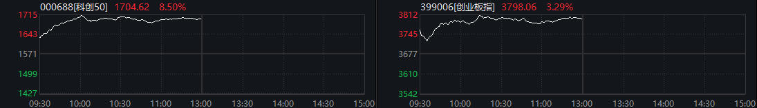 科创50半日涨8.25% 存储芯片掀涨停潮