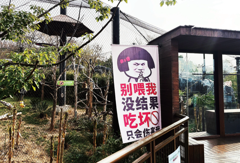 “别喂我，没结果” 武汉动物园贴表情包海报劝阻投喂 - 武汉文明网