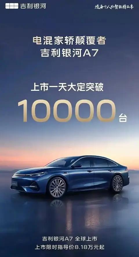 起步价8.18万元!百公里亏电油耗2.67L,银河A7凶猛入场