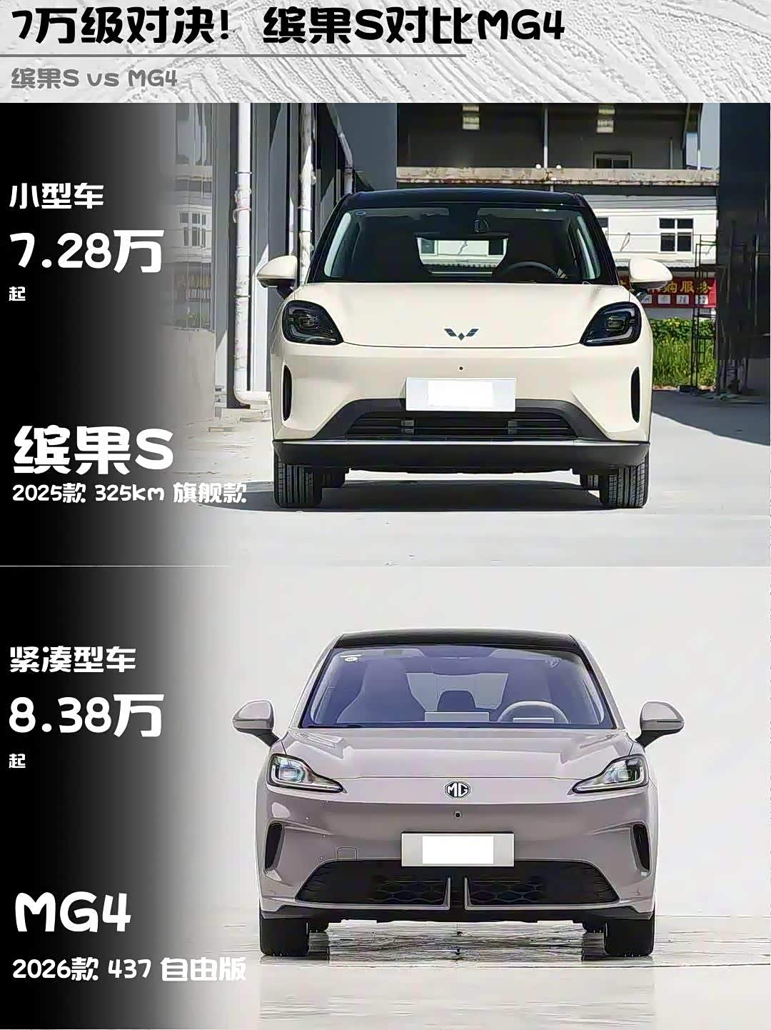 7万级对决!缤果S对比MG4