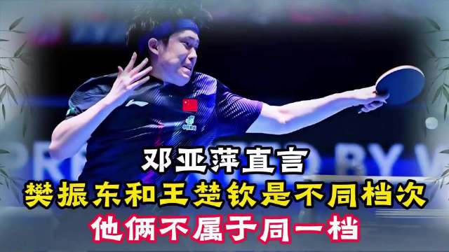 邓亚萍直言：樊振东和王楚钦是不同档次，他俩不属于同一档