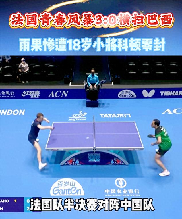 法国3:0胜巴西进男团4强！国乒队胜法国进决赛的概率大