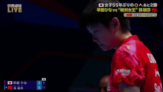 孙颖莎对决早田希娜，2026伦敦世乒赛中日对决第二盘