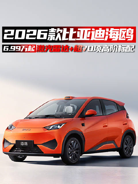 激光雷达+超70项高阶标配！2026款比亚迪海鸥上市