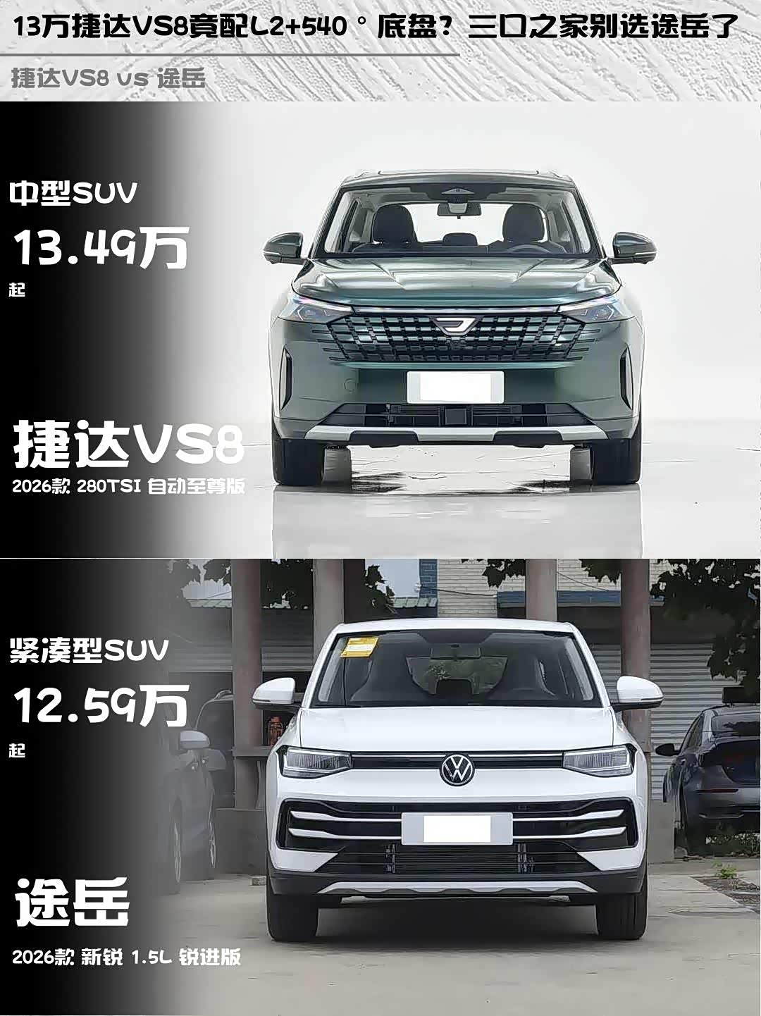 13万捷达VS8竟配L2+540°底盘?三口之家别选途岳了
