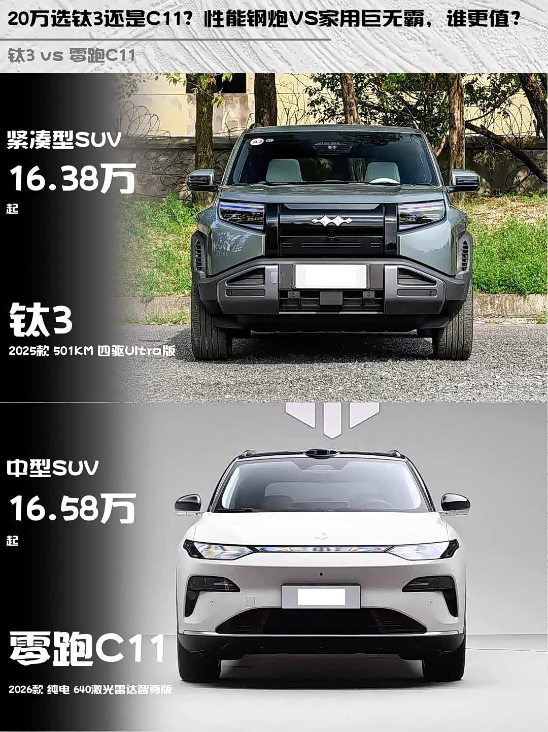 20万选钛3还是C11?性能钢炮VS家用巨无霸,谁更值?