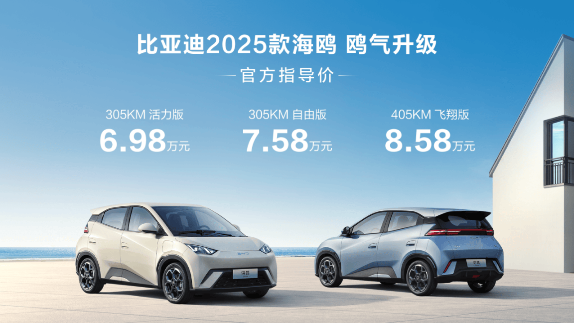 12项进阶,升级不加价 比亚迪2025款海鸥正式上市 售6.98万元起