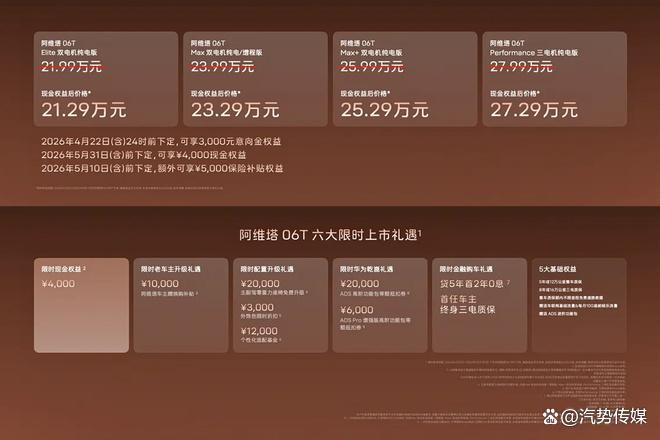 十大硬核配置全系标配 阿维塔06T“杀入”20万级