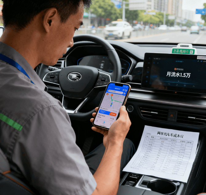 秦PLUS开2年:四线网约车司机，月流水1.5万养车成本_高峰_保养_小时