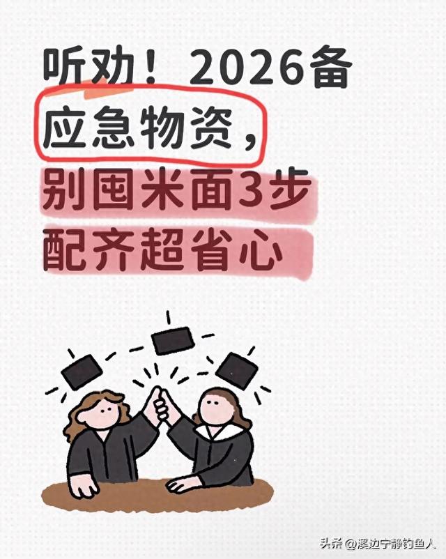 听劝!2026备应急物资，别囤米面3步配齐超省心_溪边宁静钓鱼人