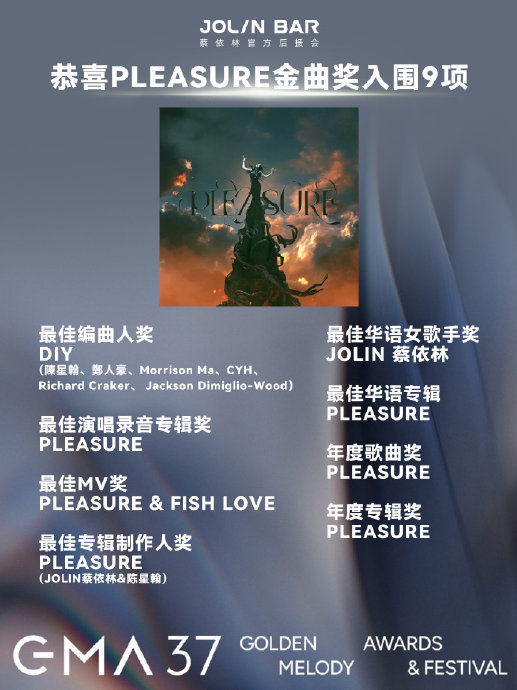 金曲奖入围名单揭晓，蔡依林单依纯领跑