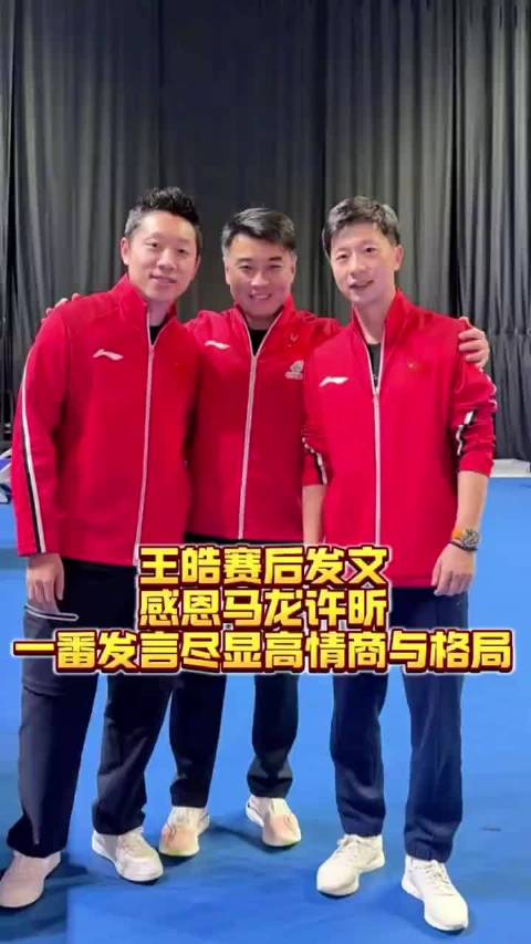王皓赛后发文，感恩马龙许昕，一番发言尽显高情商与格.