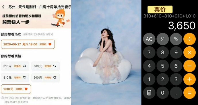 白鹿十周年演唱会的票价是如何体现‘十年情书’含义的？