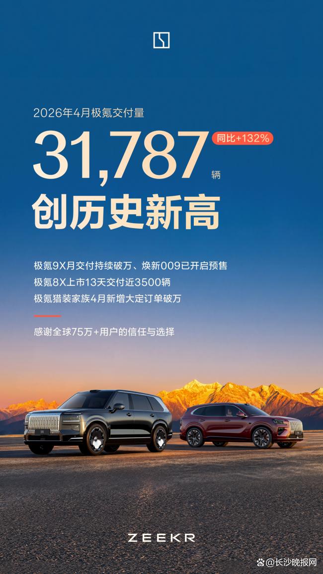 极氪4月交付量创历史新高,9X交付提速持续破万