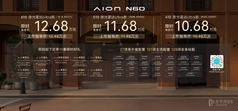 AION N60正式上市 售10.68万元起 标配激光雷达