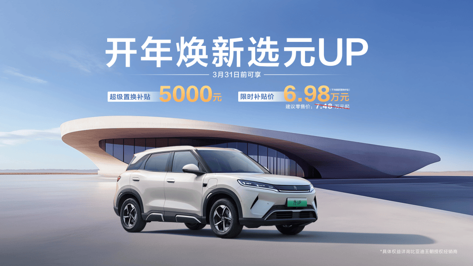 比亚迪元UP推出限时置换补贴 补贴后起售价6.98万元_汽车