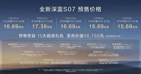 预售15.69万起，增程纯电双动力，带华为乾昆ADS，深蓝S07预售