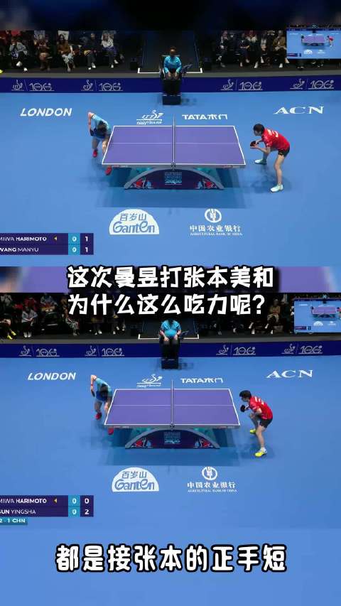孙颖莎王曼昱对阵张本美和接发球策略差异明显