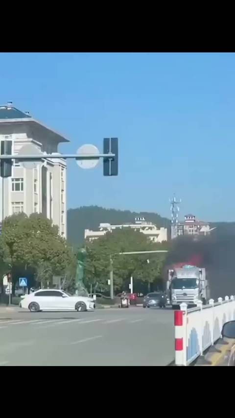 他的卡车着火了，所以他做了最合乎逻辑的事：把车开到了消防站