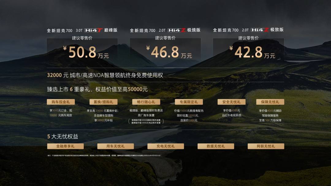 全域豪华SUV新旗舰 全新坦克700上市售42.8万-50.8万元