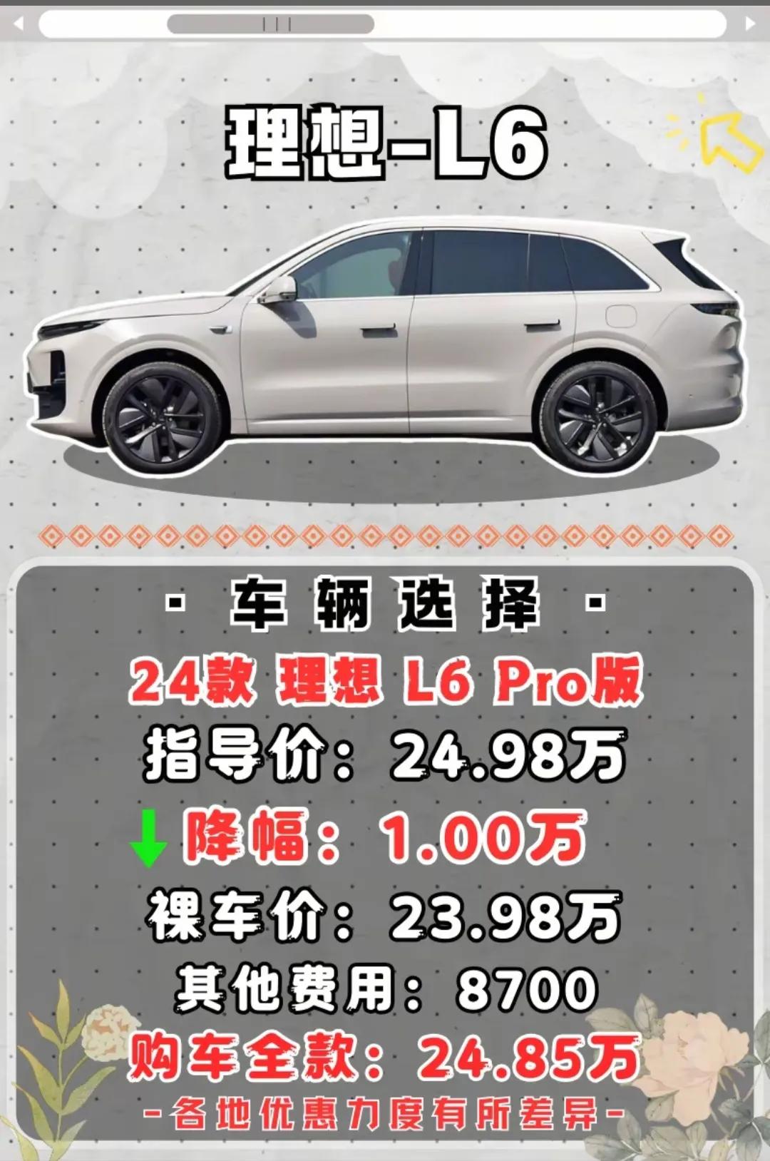 理想L6最新落地价及缺点解析