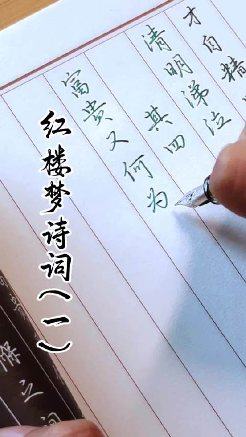 赵赵带领粉丝练习红楼梦诗词书法