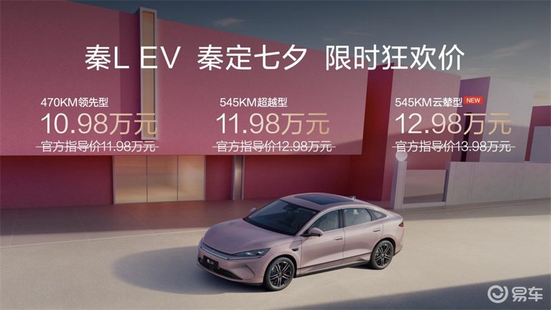 秦L EV云辇型上市:12.98万起,重塑纯电轿车标杆