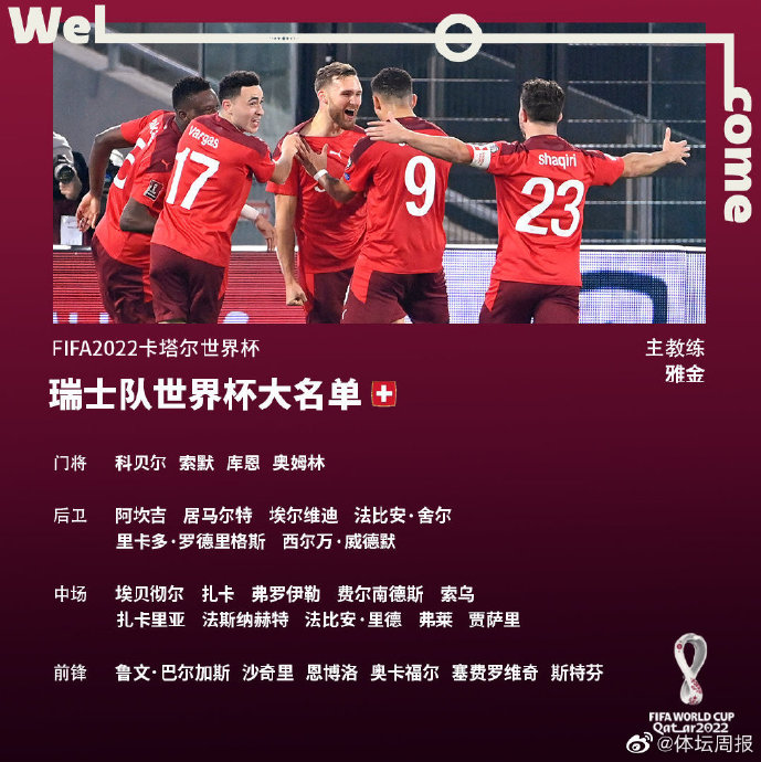 瑞士队世界杯26人名单，近七成球员竟有德甲背景！