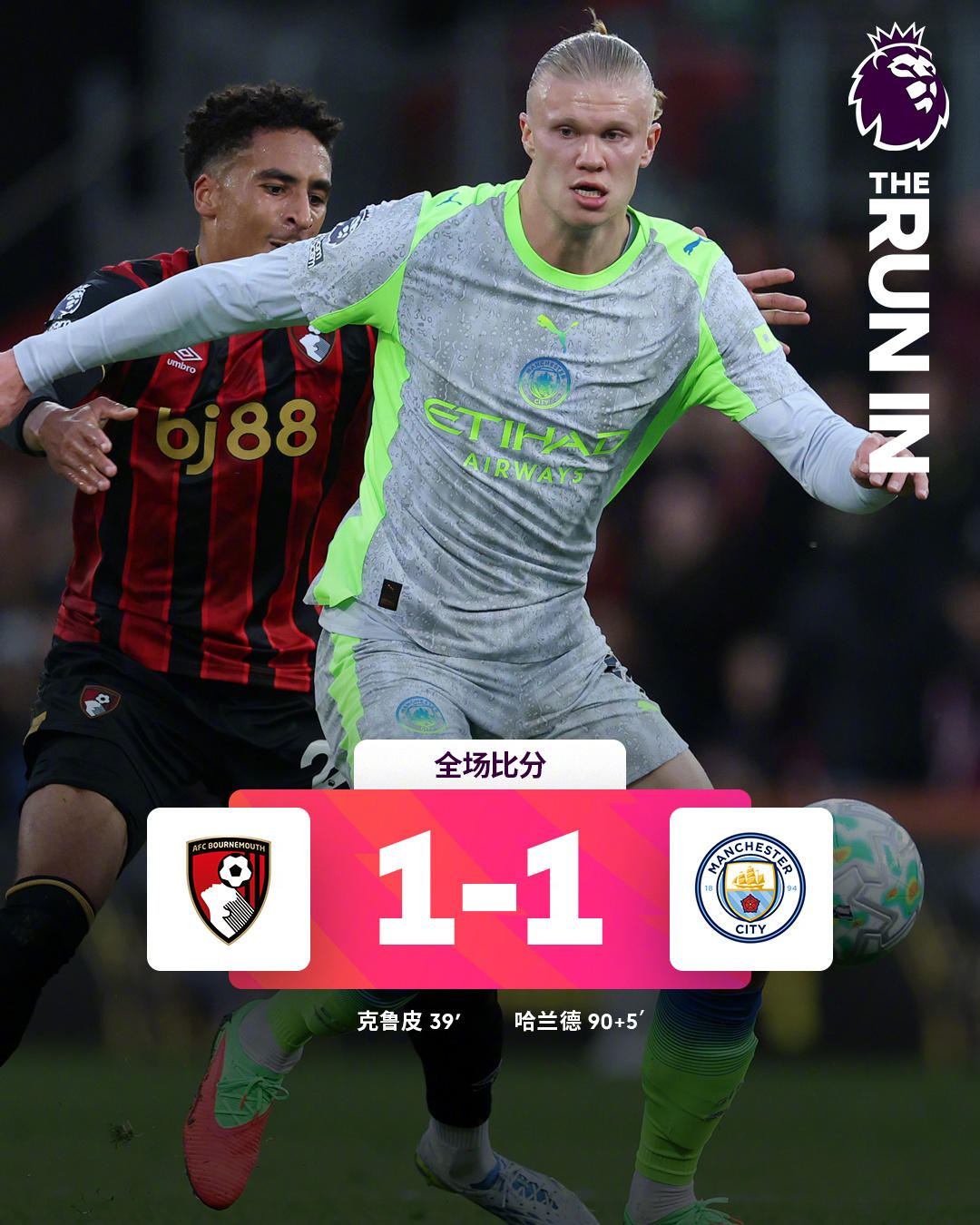 热闻|哈兰德绝平难救主，伯恩茅斯1-1曼城!阿森纳提前一轮英超夺冠!-齐鲁晚报网