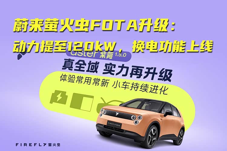 蔚来萤火虫FOTA升级:动力提至120kW,换电功能上线