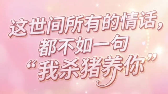 这世间情话千万种 都不及一句：我杀猪养你