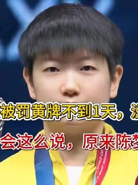 孙颖莎领黄牌24小时内回应，陈梦评价获印证
