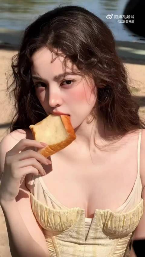 娜扎抹胸吃面包好绝