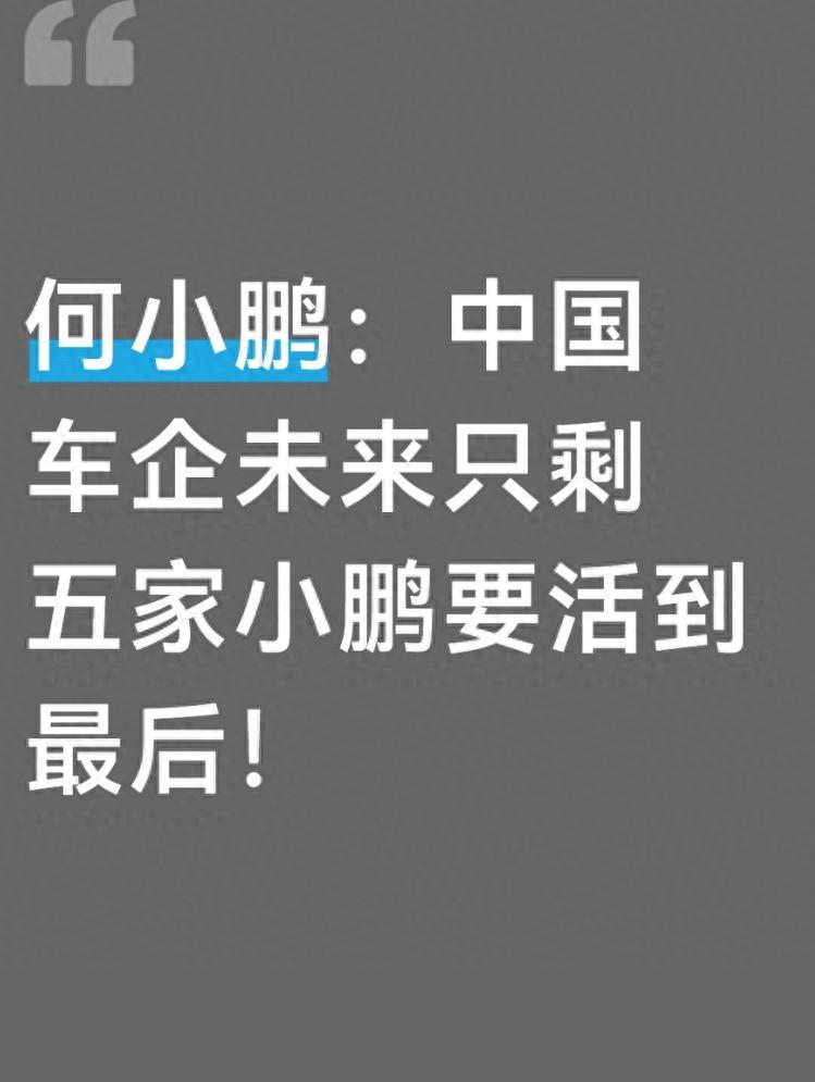 越降价越不能碰！何小鹏：未来车企只剩 5 家，小鹏要进前五