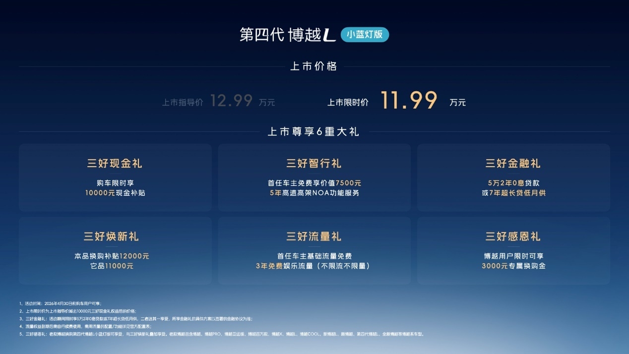 带小蓝灯的燃油SUV,吉利第四代博越L小蓝灯版上市