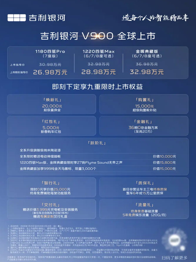 26.98万起的混动MPV如何选择?吉利银河V900购车手册