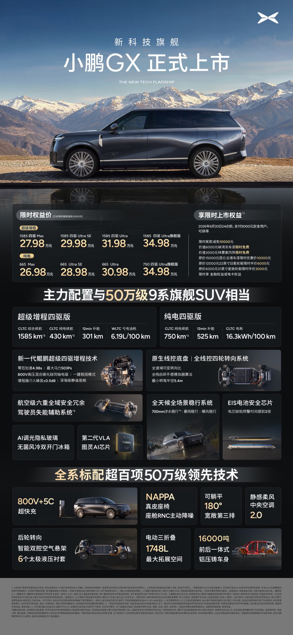小鹏GX旗舰SUV上市:定位Robotaxi原型车,26.98万元起