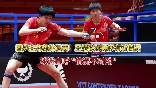 国乒主力集体退赛！王楚钦孙颖莎有新情况，球迷直呼 情况不对劲