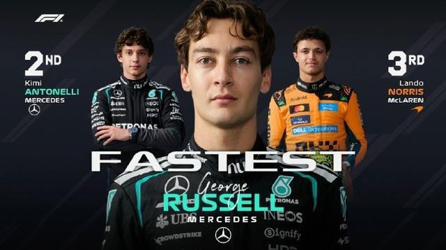 F1加拿大大奖赛冲刺排位赛:拉塞尔杆位+梅奔包揽前2,诺里斯第3